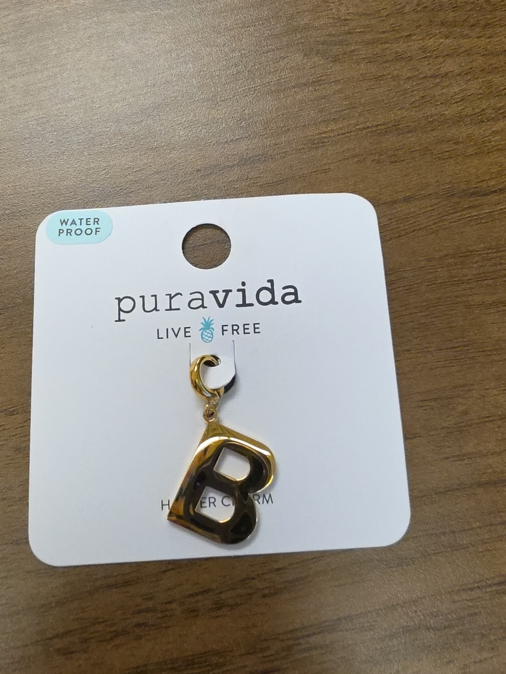 Pura Vida Harper Slanted Statement Alphabet "B" Charm, Gold